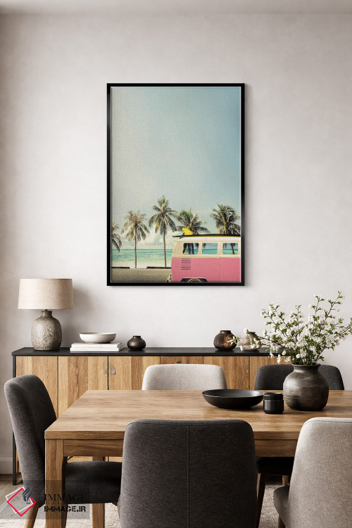 تابلو دکوراتیو اتوبوس ساحلی صورتی اثر دیزاین فابریکن - D4B