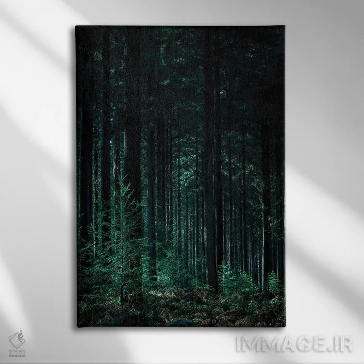 تابلو دکوراتیو سبز تیره اثر دیزاین فابریکن - نمای روبهرو روی دیوار