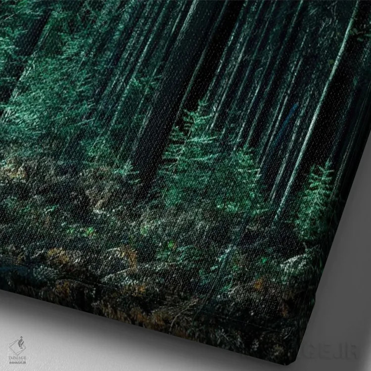 تابلو دکوراتیو سبز تیره اثر دیزاین فابریکن - نمای نزدیک بافت بوم