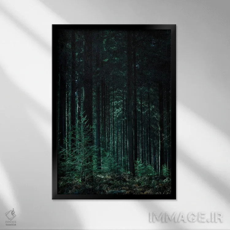 تابلو دکوراتیو سبز تیره اثر دیزاین فابریکن - نمای قابدار مشکی