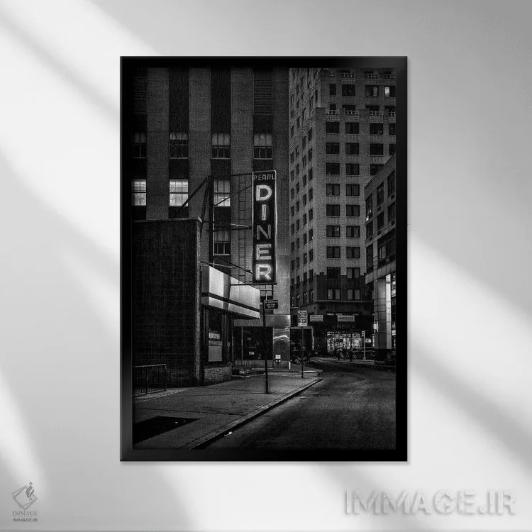 تابلو دکوراتیو غذاخوری اثر دیزاین فابریکن - نمای قابدار مشکی