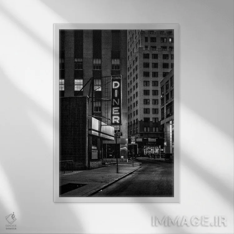 تابلو دکوراتیو غذاخوری اثر دیزاین فابریکن - نمای قابدار سفید