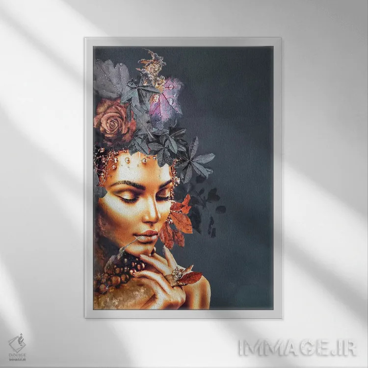 تابلو دکوراتیو مد طلایی ۱ اثر دیزاین فابریکن - نمای قابدار سفید