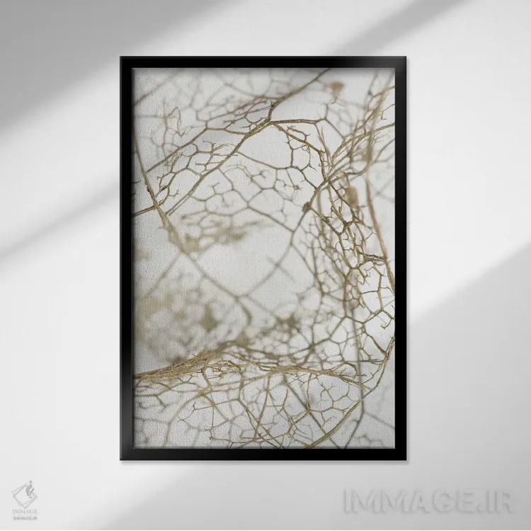 تابلو انتزاعی اسکلت برگ اثر دیزاین فابریکن - نمای قابدار مشکی