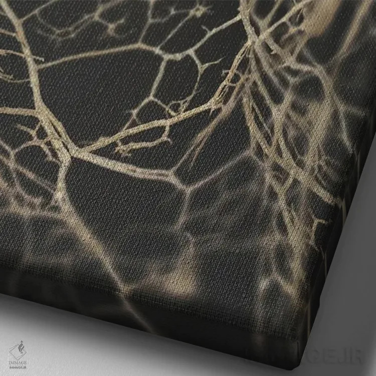 تابلو انتزاعی اسکلت برگ تیره اثر دیزاین فابریکن - نمای نزدیک بافت بوم