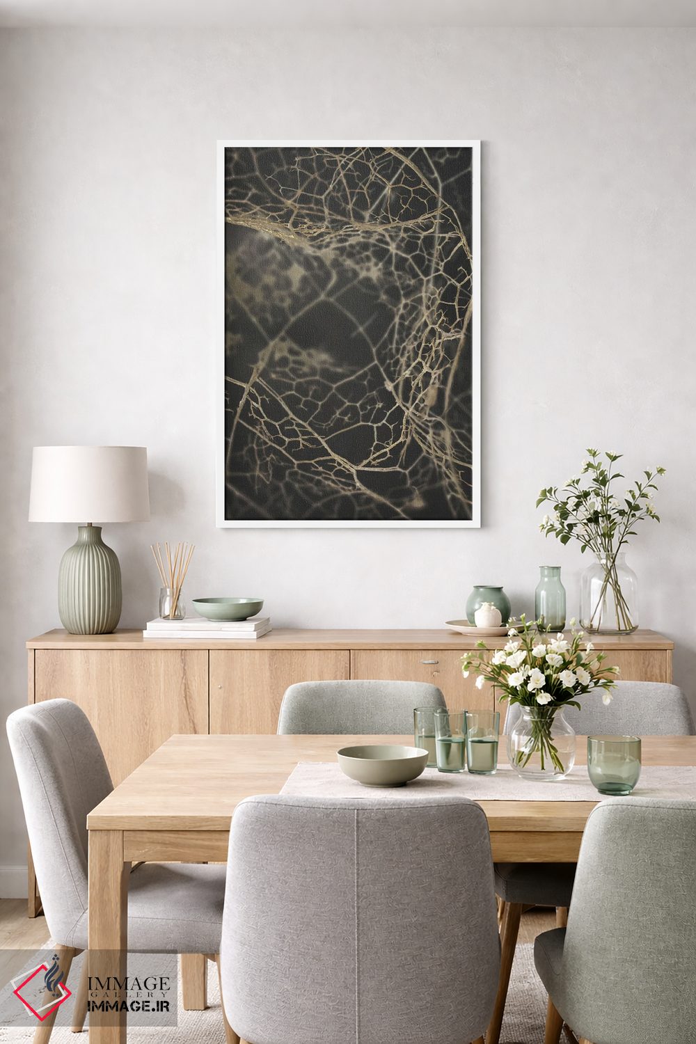 تابلو انتزاعی اسکلت برگ تیره اثر دیزاین فابریکن - D5W