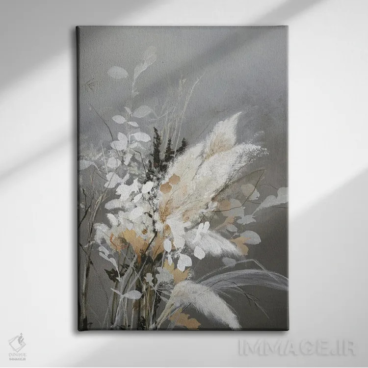 تابلو دکوراتیو برگ های روشن ۲ اثر دیزاین فابریکن - نمای روبهرو روی دیوار