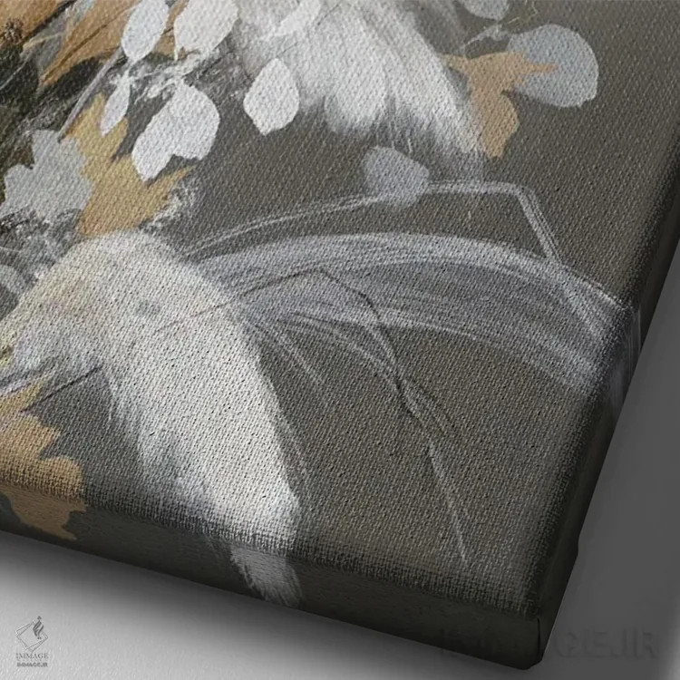 تابلو دکوراتیو برگ های روشن ۲ اثر دیزاین فابریکن - نمای نزدیک بافت بوم