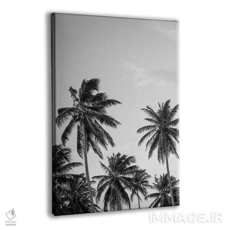 تابلو دکوراتیو نخل ها در فضای خاکستری اثر دیزاین فابریکن - نمای پرسپکتیو محصول