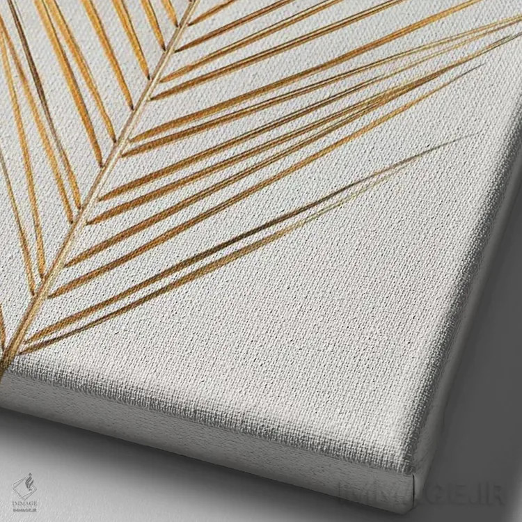 تابلو دکوراتیو برگ طلایی درخت نخل اثر دیزاین فابریکن - نمای نزدیک بافت بوم