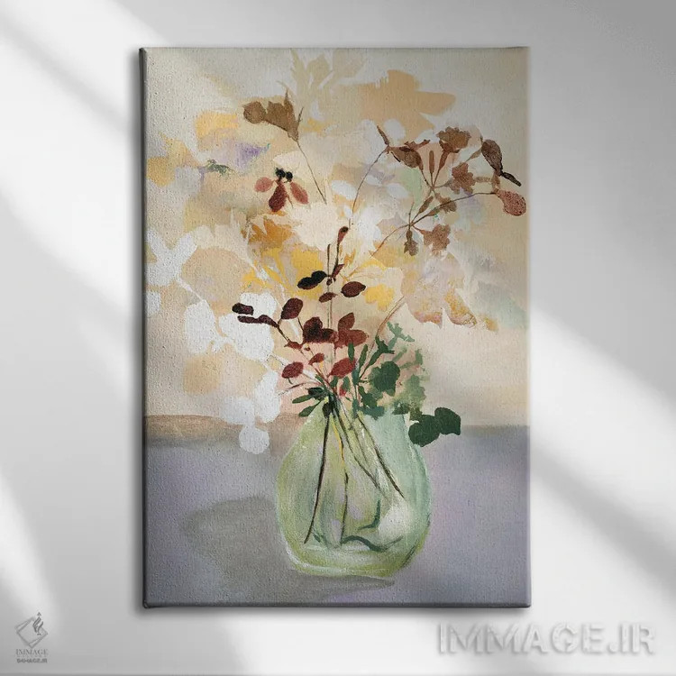 تابلو دکوراتیو گل پاستلی ۲ اثر دیزاین فابریکن - نمای روبهرو روی دیوار