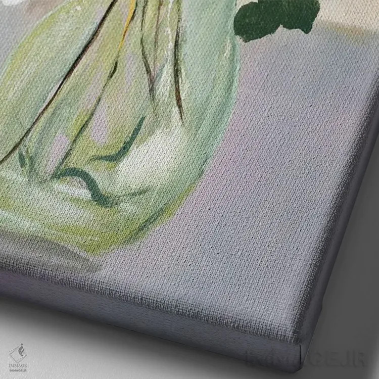 تابلو دکوراتیو گل پاستلی ۲ اثر دیزاین فابریکن - نمای نزدیک بافت بوم