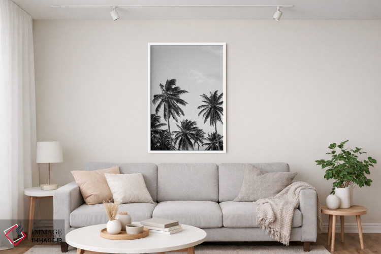 تابلو دکوراتیو نخل ها در فضای خاکستری اثر دیزاین فابریکن - D3W