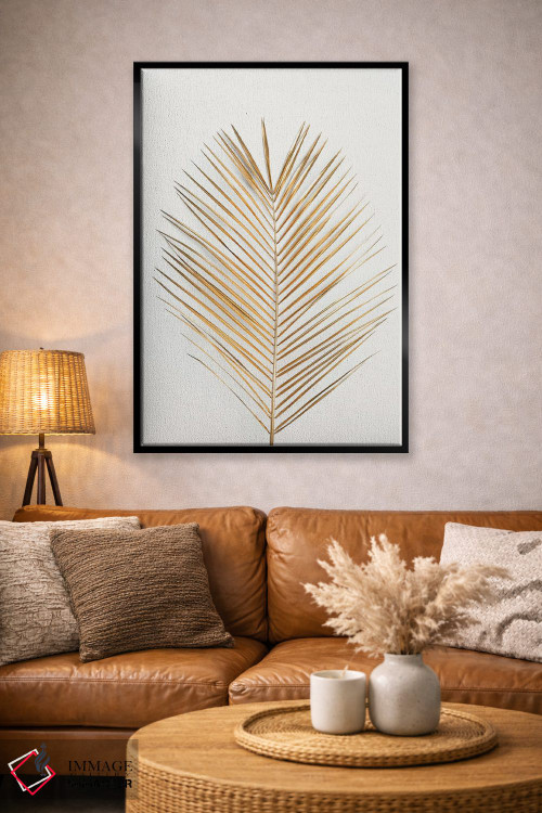 تابلو دکوراتیو برگ طلایی درخت نخل اثر دیزاین فابریکن - D3B