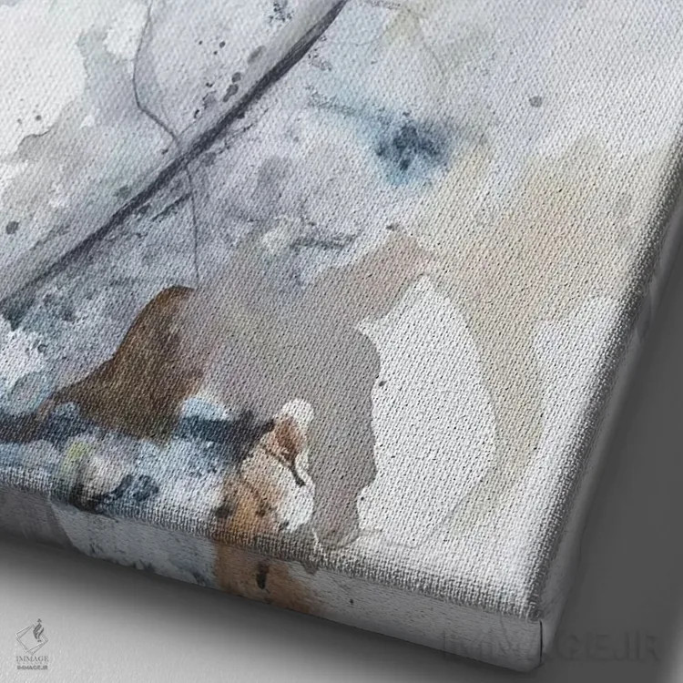 تابلو دکوراتیو کنجکاوی ۱ اثر دیزاین فابریکن - نمای نزدیک بافت بوم