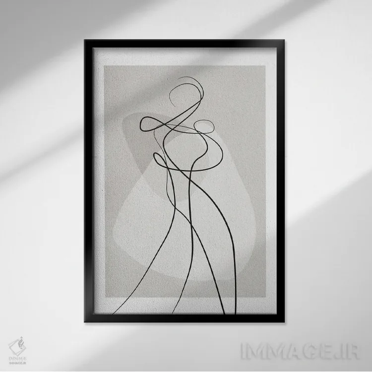 تابلو مینیمال شکل تو ۴ اثر دیزاین فابریکن - نمای قابدار مشکی