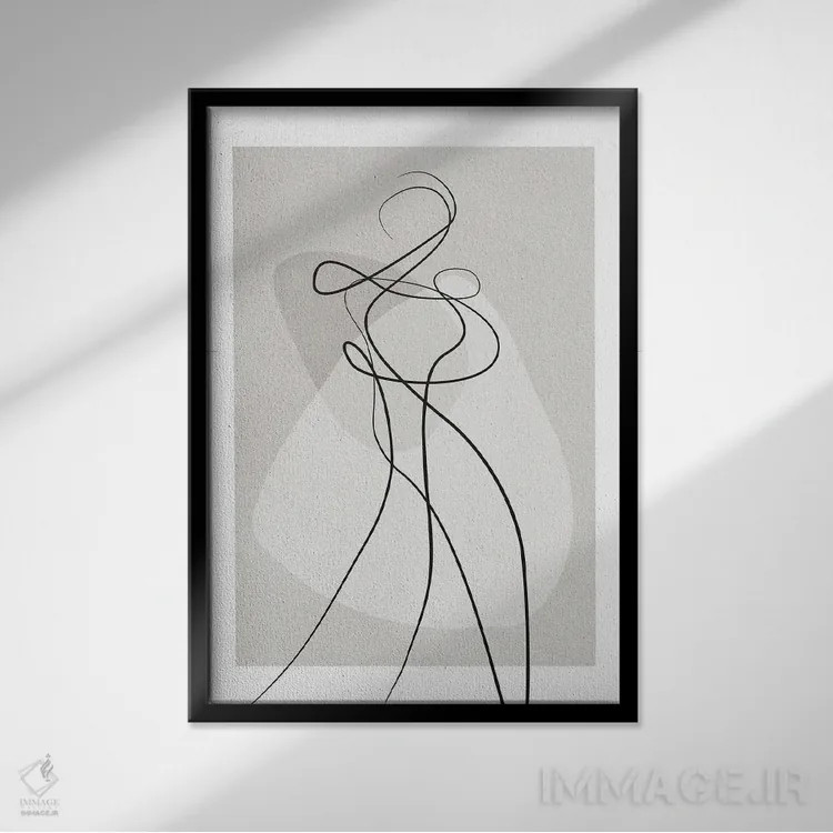 تابلو مینیمال شکل تو ۴ اثر دیزاین فابریکن - نمای قابدار مشکی