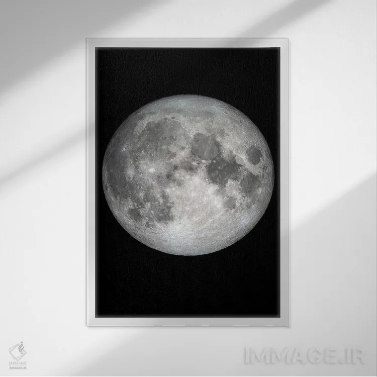 تابلو دکوراتیو ماه اثر دیزاین فابریکن - نمای قابدار سفید