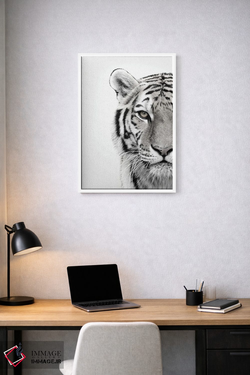 تابلو دکوراتیو ببر سفید اثر دیزاین فابریکن - D1W