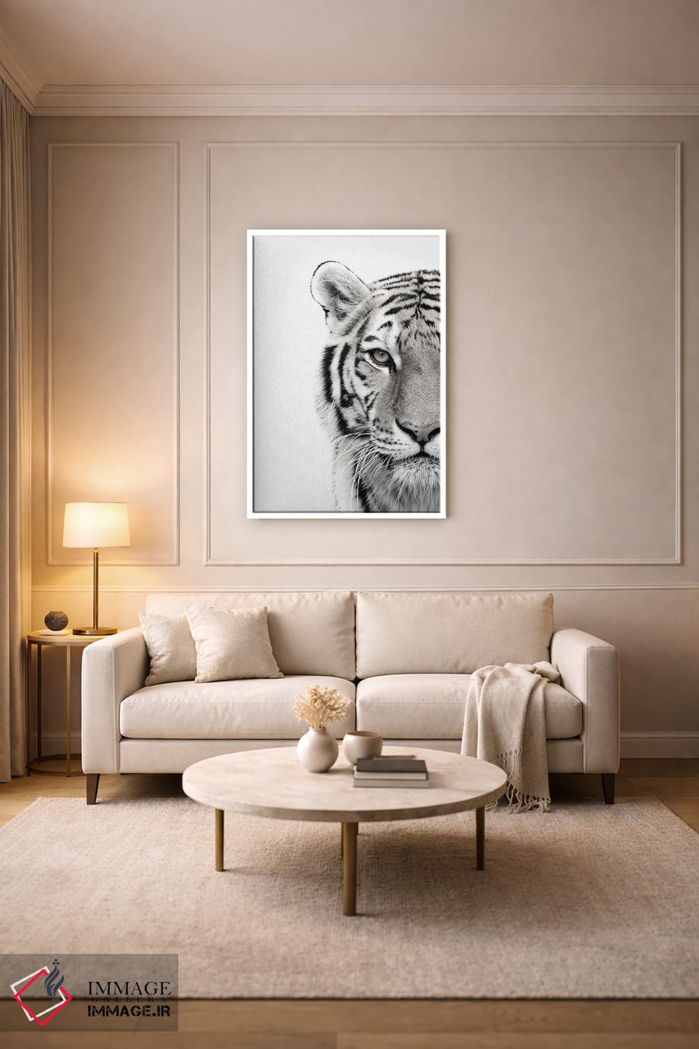 تابلو دکوراتیو ببر سفید اثر دیزاین فابریکن - D3W