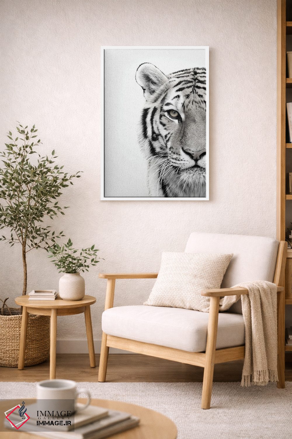 تابلو دکوراتیو ببر سفید اثر دیزاین فابریکن - D5W