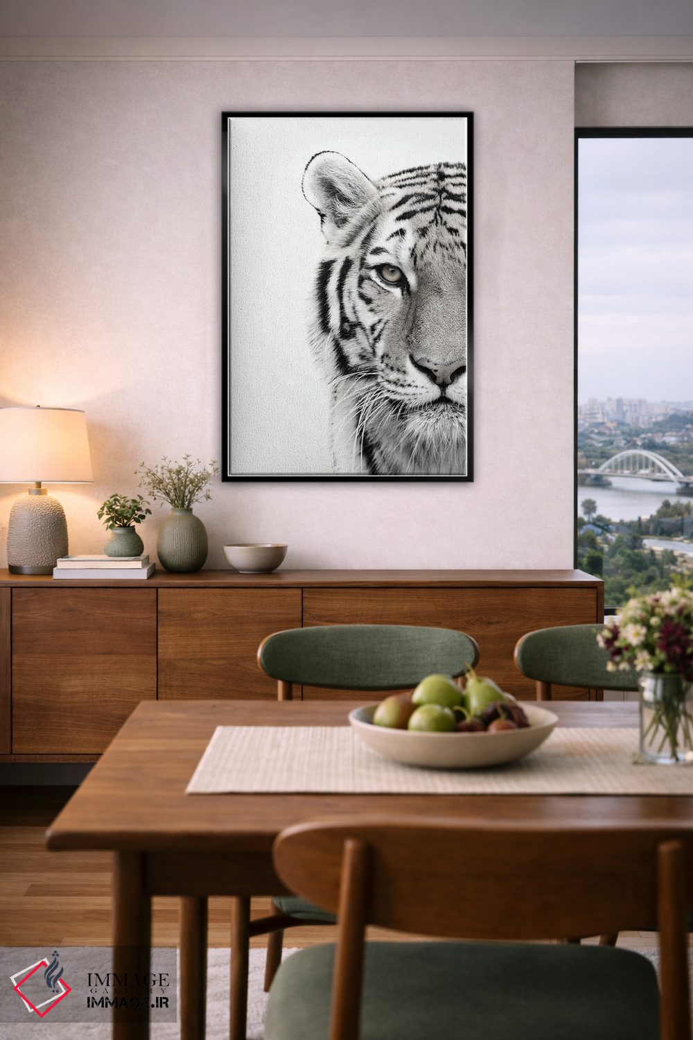 تابلو دکوراتیو ببر سفید اثر دیزاین فابریکن - D6B