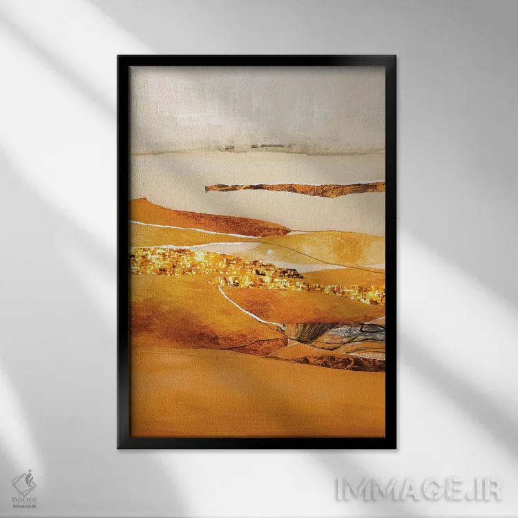 تابلو انتزاعی عنصر آتش اثر دیزاین فابریکن - نمای قابدار مشکی