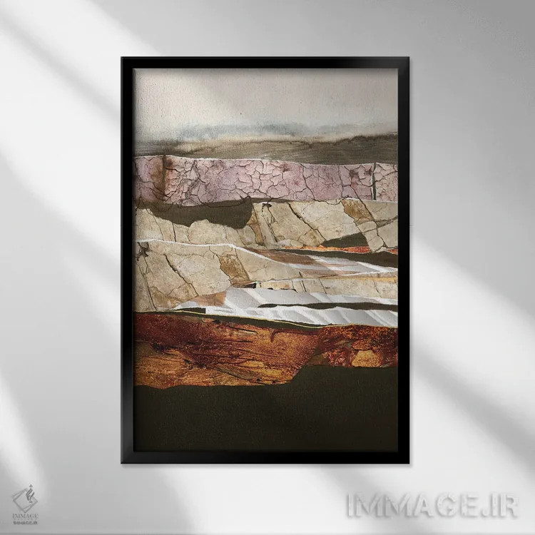 تابلو انتزاعی عنصر خاک اثر دیزاین فابریکن - نمای قابدار مشکی