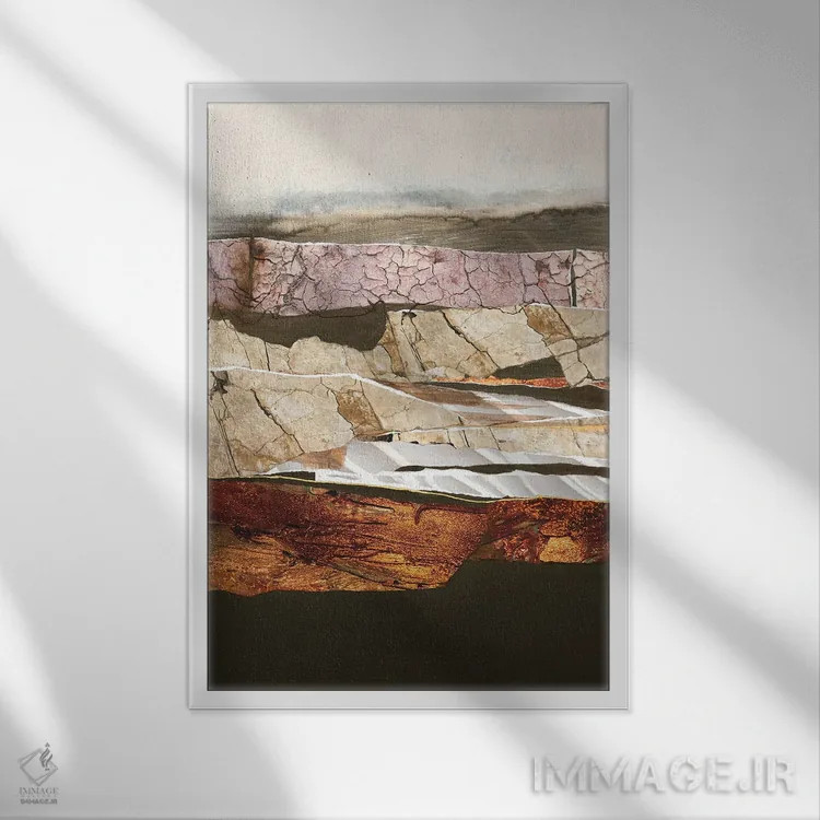 تابلو انتزاعی عنصر خاک اثر دیزاین فابریکن - نمای قابدار سفید