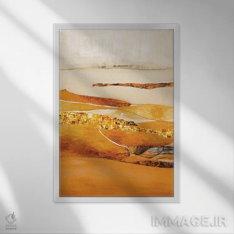 تابلو انتزاعی عنصر آتش اثر دیزاین فابریکن - نمای قابدار سفید