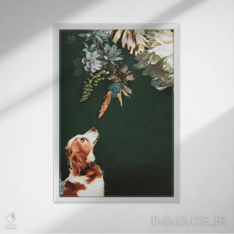 تابلو مدرن مد حیوانات خانگی ۱ اثر دیزاین فابریکن - نمای قابدار سفید