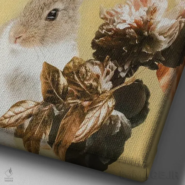 تابلو مدرن مد حیوانات خانگی ۴ اثر دیزاین فابریکن - نمای نزدیک بافت بوم