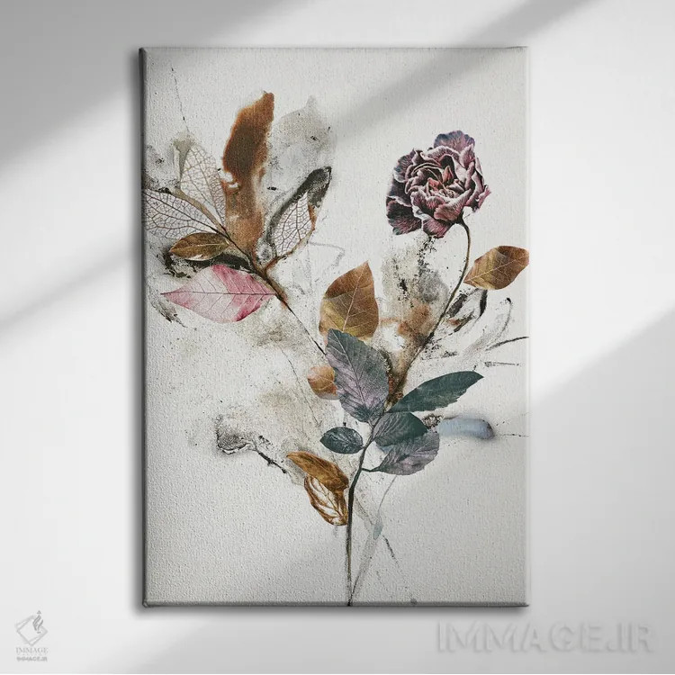 تابلو مدرن گل بازیگوش ۱ اثر دیزاین فابریکن - نمای روبهرو روی دیوار