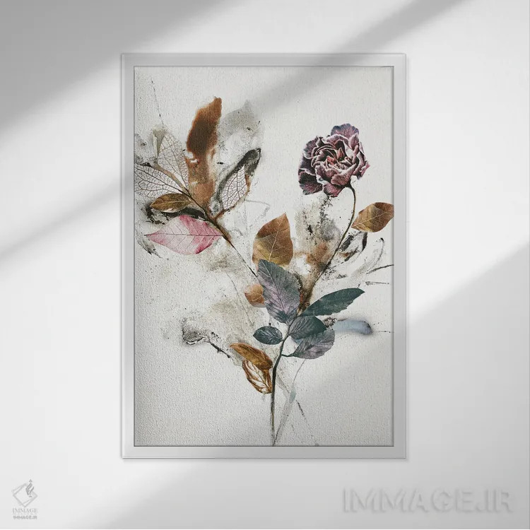 تابلو مدرن گل بازیگوش ۱ اثر دیزاین فابریکن - نمای قابدار سفید