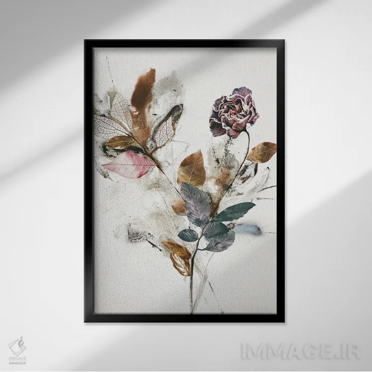 تابلو مدرن گل بازیگوش ۱ اثر دیزاین فابریکن - نمای قابدار مشکی