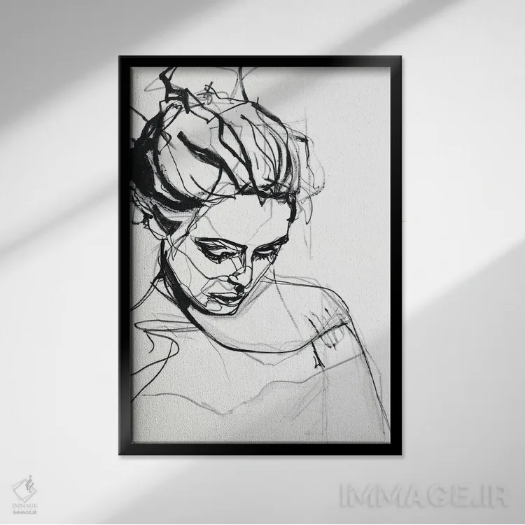 تابلو مینیمال سیلوئت ۱ اثر دیزاین فابریکن - نمای قابدار مشکی