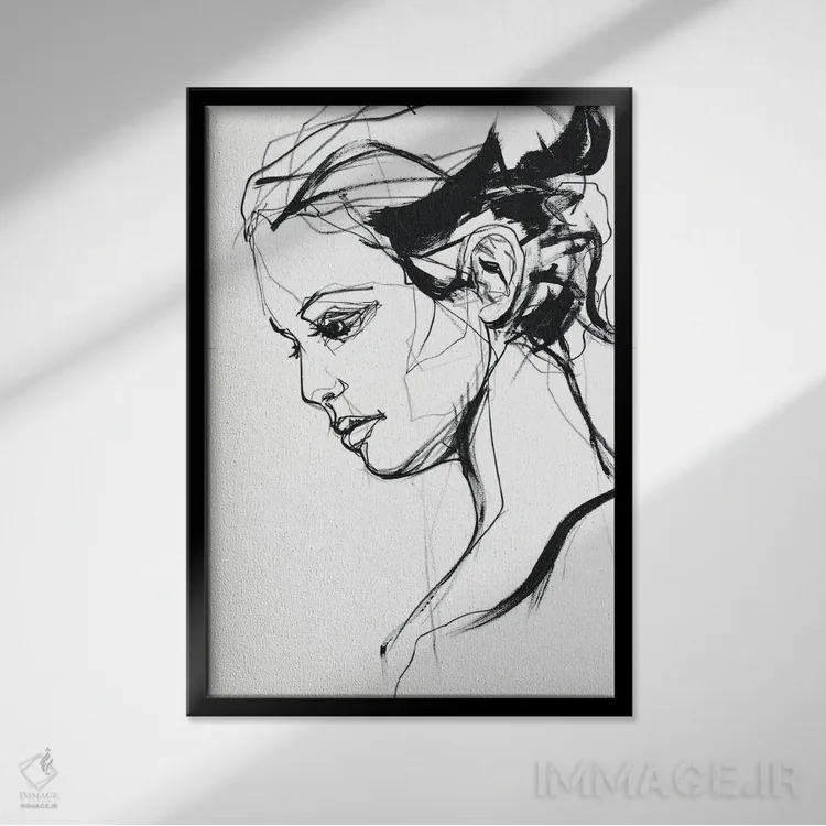 تابلو مینیمال سیلوئت ۲ اثر دیزاین فابریکن - نمای قابدار مشکی