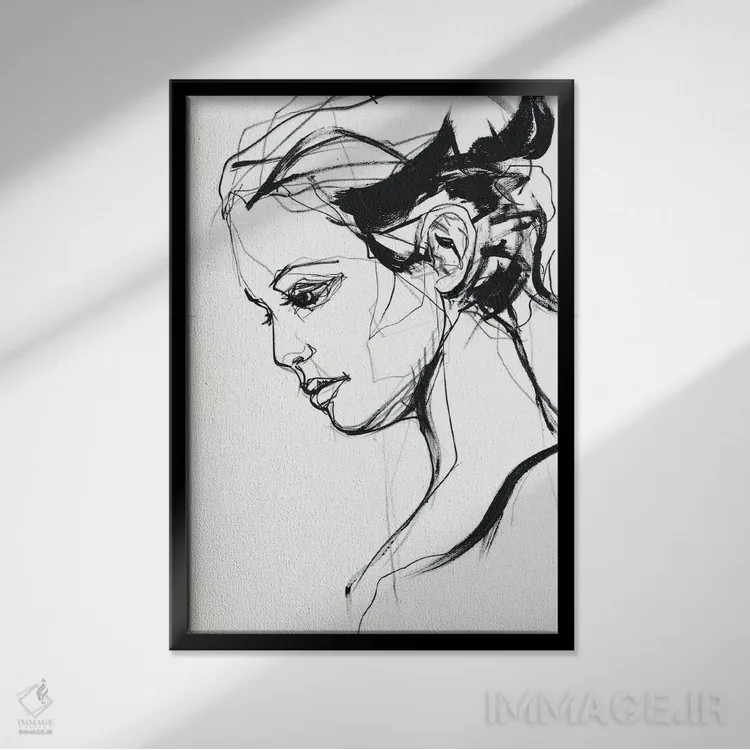 تابلو مینیمال سیلوئت ۲ اثر دیزاین فابریکن - نمای قابدار مشکی