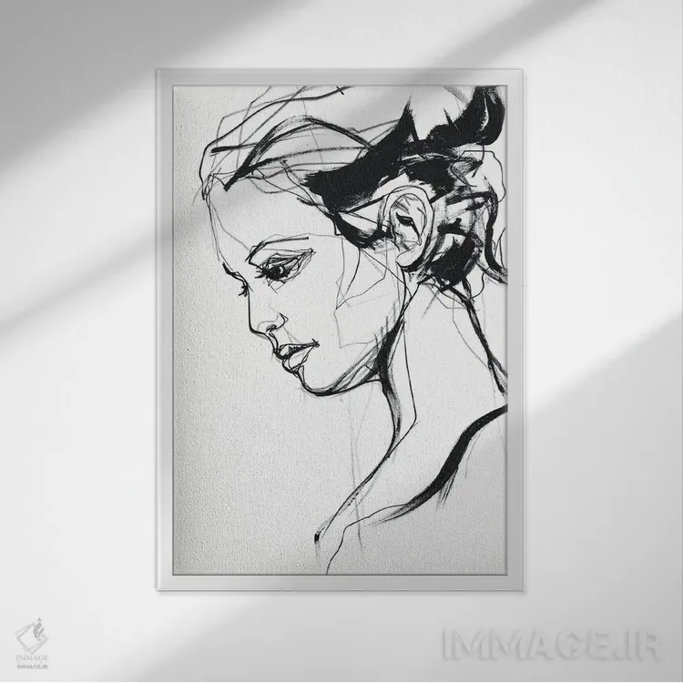 تابلو مینیمال سیلوئت ۲ اثر دیزاین فابریکن - نمای قابدار سفید