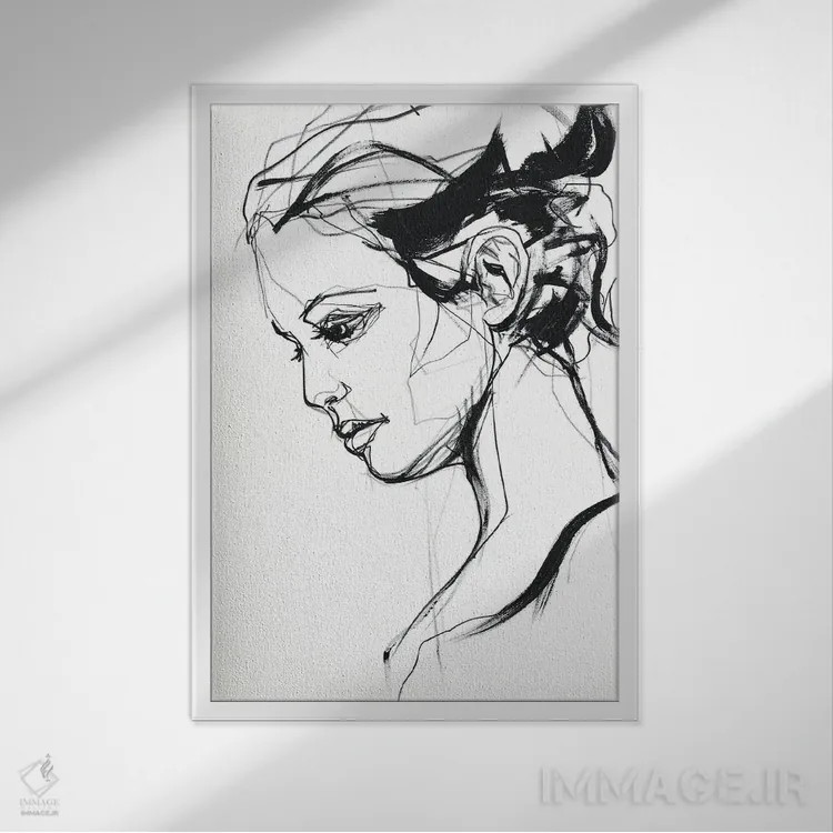 تابلو مینیمال سیلوئت ۲ اثر دیزاین فابریکن - نمای قابدار سفید