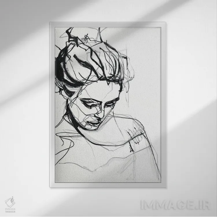 تابلو مینیمال سیلوئت ۱ اثر دیزاین فابریکن - نمای قابدار سفید