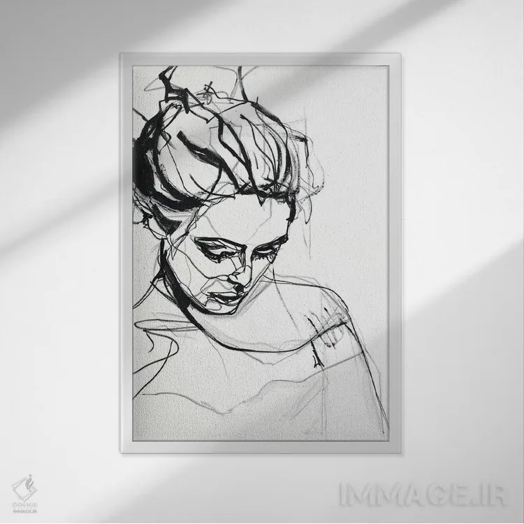 تابلو مینیمال سیلوئت ۱ اثر دیزاین فابریکن - نمای قابدار سفید