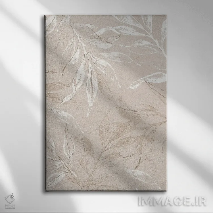 تابلو مدرن برگ های سفید ۲ اثر دیزاین فابریکن - نمای روبهرو روی دیوار