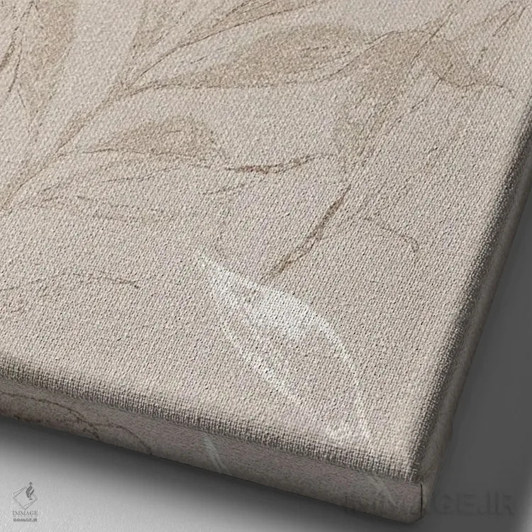 تابلو مدرن برگ های سفید ۲ اثر دیزاین فابریکن - نمای نزدیک بافت بوم