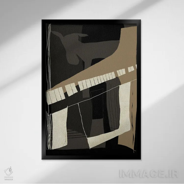 تابلو انتزاعی بز پیانو می نوازد اثر دیزاین فابریکن - نمای قابدار مشکی