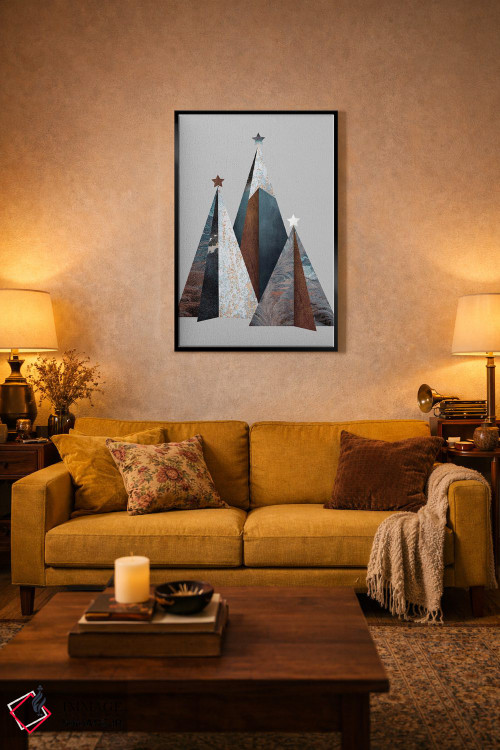 تابلو دکوراتیو سه درخت کریسمس اثر دیزاین فابریکن - D3B