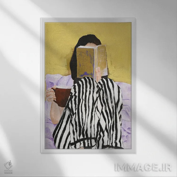 تابلو دکوراتیو مطالعه اثر دیزاین فابریکن - نمای قابدار سفید