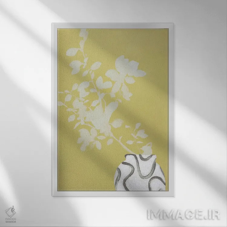 تابلو دکوراتیو زرد وانیلی اثر دیزاین فابریکن - نمای قابدار سفید