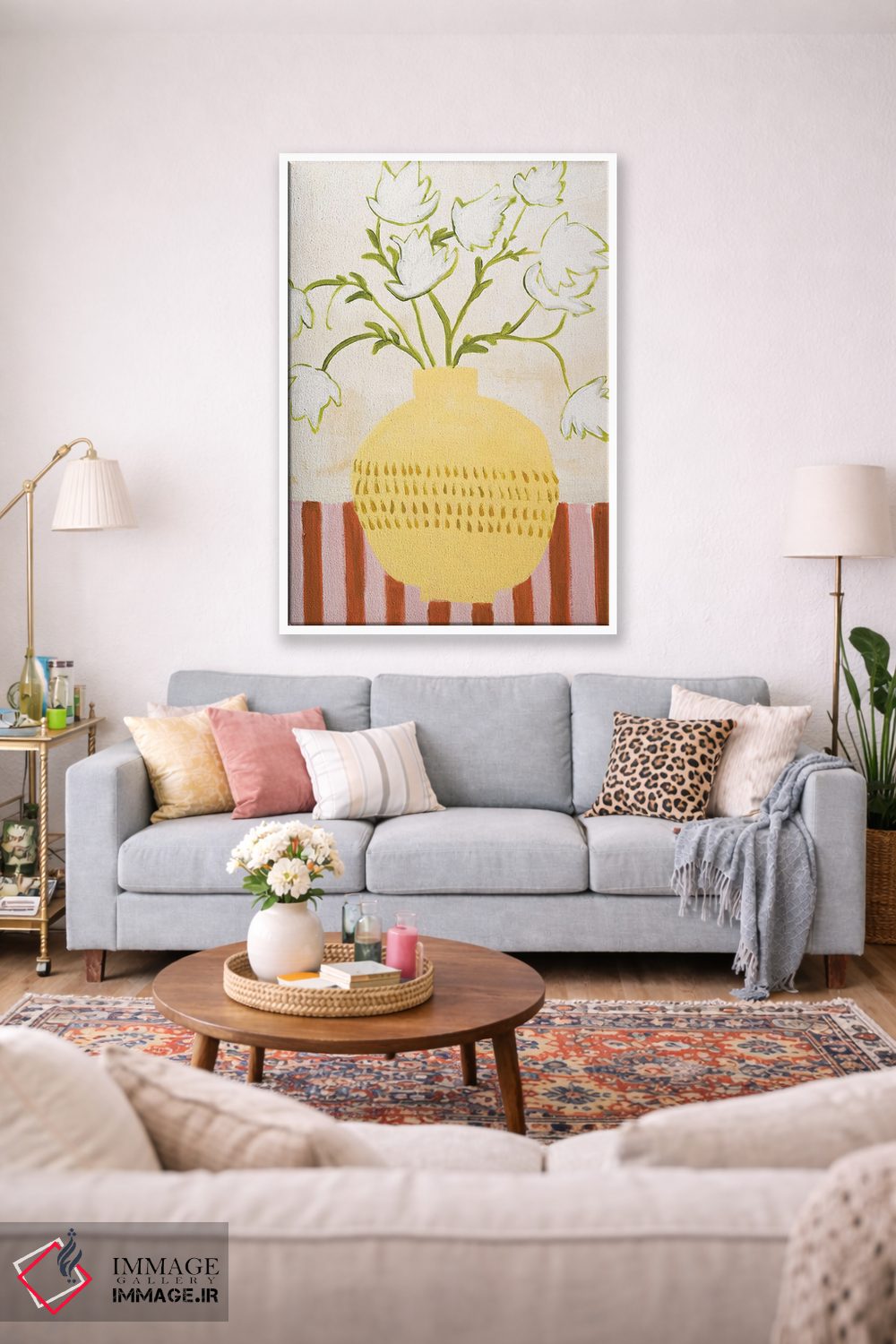 تابلو مینیمال گلدان زرد اثر دیزاین فابریکن - D1W