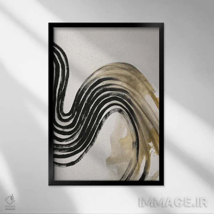تابلو مینیمال راه راه اثر دیزاین فابریکن - نمای قابدار مشکی